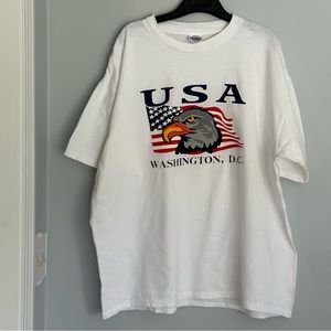 Delta Pro-weight Men’s  XL White USA Washington DC Eagle Head Print T shirt